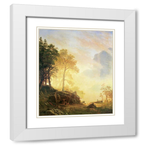 Merced River in Yosemite White Modern Wood Framed Art Print with Double Matting by Bierstadt, Albert