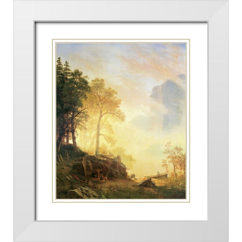 Merced River in Yosemite White Modern Wood Framed Art Print with Double Matting by Bierstadt, Albert