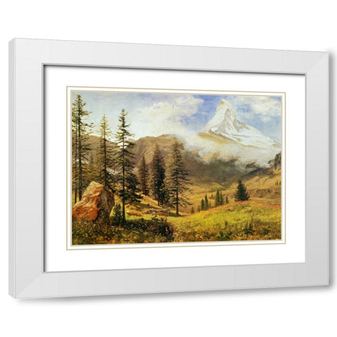 The Matterhorn White Modern Wood Framed Art Print with Double Matting by Bierstadt, Albert
