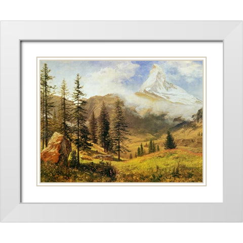 The Matterhorn White Modern Wood Framed Art Print with Double Matting by Bierstadt, Albert