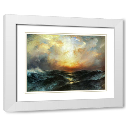 Seascape White Modern Wood Framed Art Print with Double Matting by Moran, Thomas