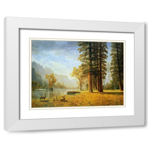 Hetch Hetchy Valley, California White Modern Wood Framed Art Print with Double Matting by Bierstadt, Albert