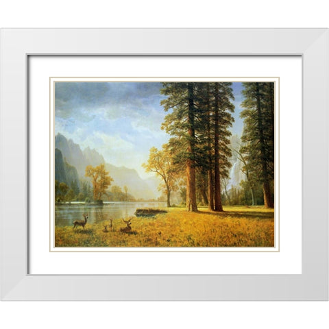 Hetch Hetchy Valley, California White Modern Wood Framed Art Print with Double Matting by Bierstadt, Albert