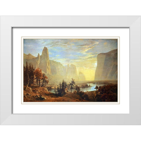 Yosemite Valley White Modern Wood Framed Art Print with Double Matting by Bierstadt, Albert