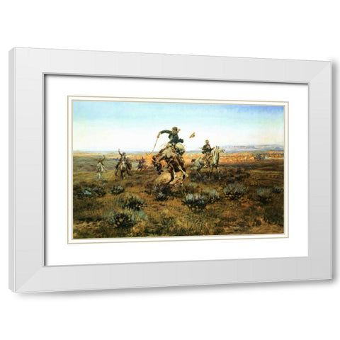 A Bad One White Modern Wood Framed Art Print with Double Matting by Russell, Charles M.