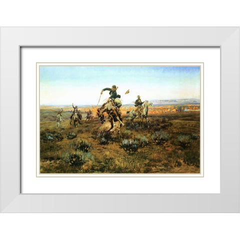 A Bad One White Modern Wood Framed Art Print with Double Matting by Russell, Charles M.