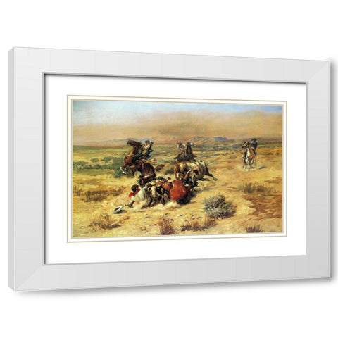 The Strenous Life White Modern Wood Framed Art Print with Double Matting by Russell, Charles M.