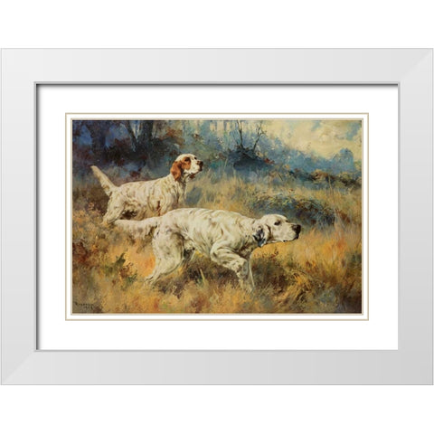 Two Setters White Modern Wood Framed Art Print with Double Matting by Rosseau, Percival L.