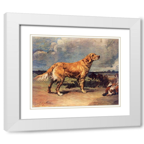 Golden Retriever White Modern Wood Framed Art Print with Double Matting by Earl, Maud