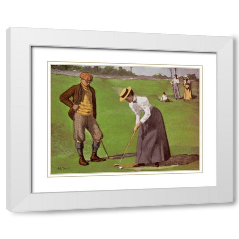 Twosome White Modern Wood Framed Art Print with Double Matting by Frost, Arthur Burdett