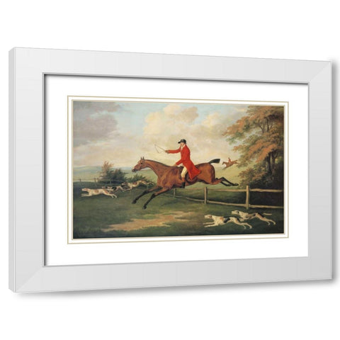 Fox Hunting Scene White Modern Wood Framed Art Print with Double Matting by Sartorius, J.N.