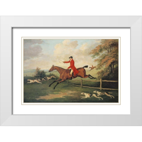Fox Hunting Scene White Modern Wood Framed Art Print with Double Matting by Sartorius, J.N.