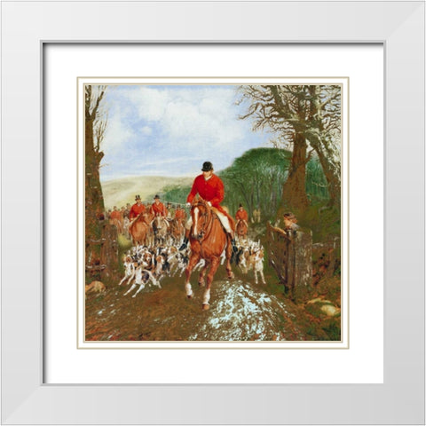 A Hunt Going Through A Gate White Modern Wood Framed Art Print with Double Matting by Alken, Henry Jr.