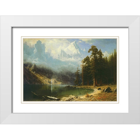 Mount Corcoran White Modern Wood Framed Art Print with Double Matting by Bierstadt, Albert