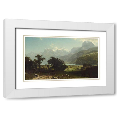 Lake Lucerne White Modern Wood Framed Art Print with Double Matting by Bierstadt, Albert