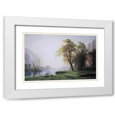 King River Canyon, California White Modern Wood Framed Art Print with Double Matting by Bierstadt, Albert