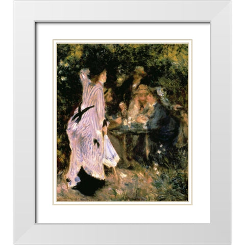 Au Jardin Du Moulin White Modern Wood Framed Art Print with Double Matting by Renoir, Pierre-Auguste