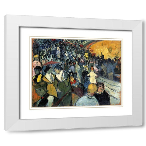 The Arena at Arles White Modern Wood Framed Art Print with Double Matting by Van Gogh, Vincent