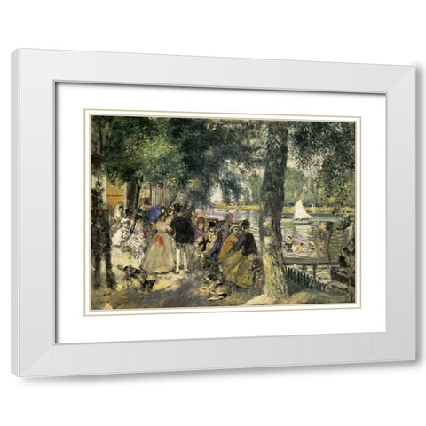 Bathing on the Seine White Modern Wood Framed Art Print with Double Matting by Renoir, Pierre-Auguste