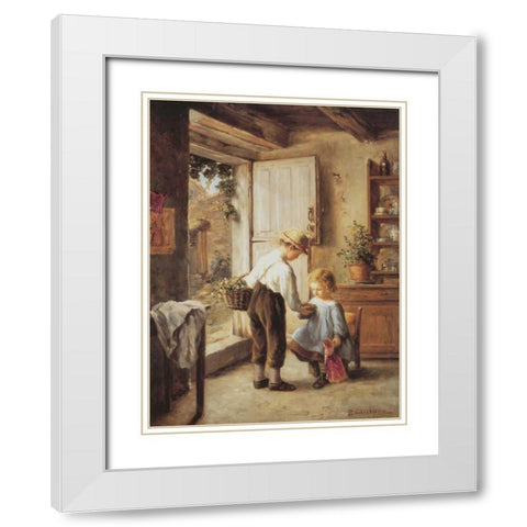 A Present For My Sister White Modern Wood Framed Art Print with Double Matting by Sauvage, Philippe