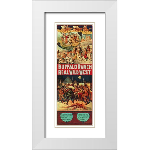 Real Indian War Dance White Modern Wood Framed Art Print with Double Matting by Anonymous