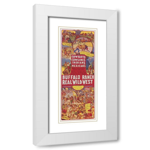 Cowboys, Cowgirls, Indians White Modern Wood Framed Art Print with Double Matting by Anonymous