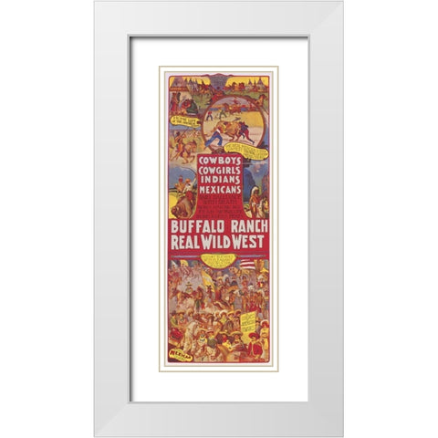 Cowboys, Cowgirls, Indians White Modern Wood Framed Art Print with Double Matting by Anonymous