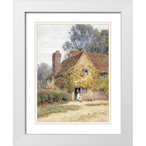 A Cottage at Denham, Buckinghamshire White Modern Wood Framed Art Print with Double Matting by Allingham, Helen