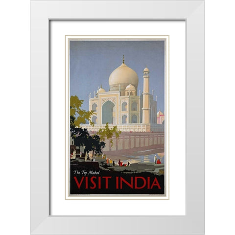 Visit India, The Taj Mahal White Modern Wood Framed Art Print with Double Matting by Bagdatopoulus, William Spencer