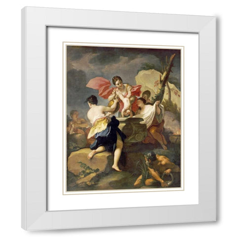 Thetis Dipping The Infant Achilles Into Water From The Styx White Modern Wood Framed Art Print with Double Matting by Balestra, Antonio