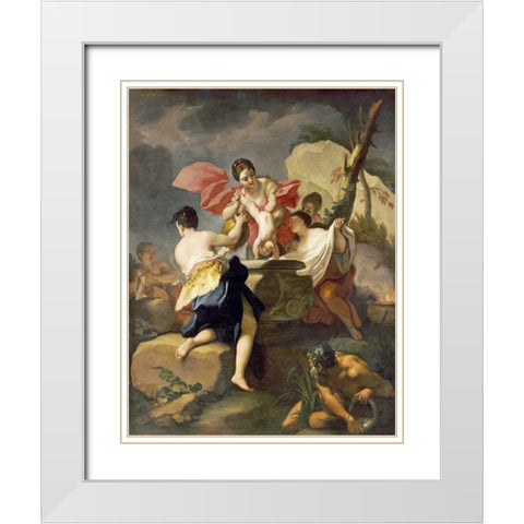 Thetis Dipping The Infant Achilles Into Water From The Styx White Modern Wood Framed Art Print with Double Matting by Balestra, Antonio