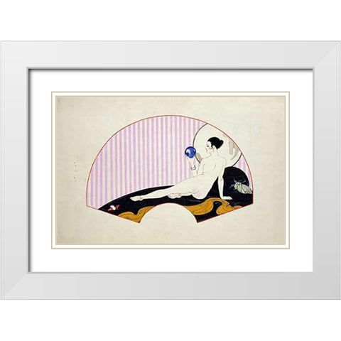 Odalisque With a Crystal Ball White Modern Wood Framed Art Print with Double Matting by Barbier, Georges