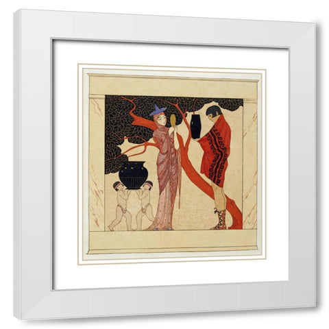 The Red Tree White Modern Wood Framed Art Print with Double Matting by Barbier, Georges