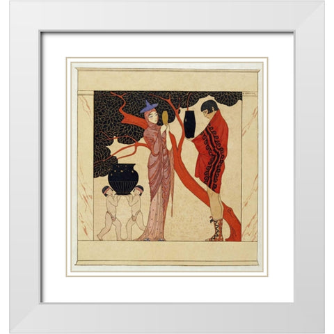 The Red Tree White Modern Wood Framed Art Print with Double Matting by Barbier, Georges