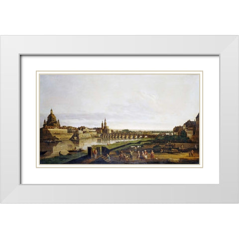 A View of Dresden White Modern Wood Framed Art Print with Double Matting by Bernardo, Bellotto