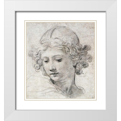 The Head of An Angel White Modern Wood Framed Art Print with Double Matting by Berrettini, Pietro
