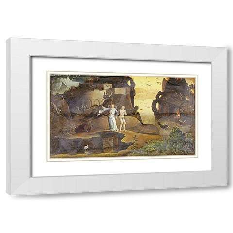 An Angel With a Soul at The Edge of Hell White Modern Wood Framed Art Print with Double Matting by Bosch, Hieronymus