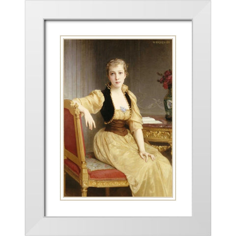 Lady Maxwell White Modern Wood Framed Art Print with Double Matting by Bouguereau, William-Adolphe