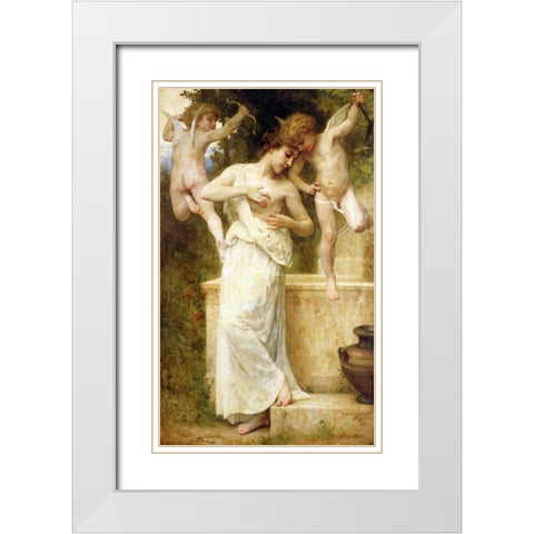 Blessures DAmour White Modern Wood Framed Art Print with Double Matting by Bouguereau, William-Adolphe