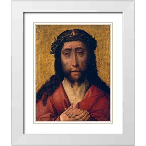 Christ, The Man of Sorrows White Modern Wood Framed Art Print with Double Matting by Bouts, Aelbrecht