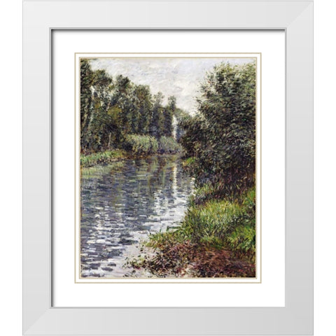 A Small Branch of The Seine, Argenteuil White Modern Wood Framed Art Print with Double Matting by Caillebotte, Gustave