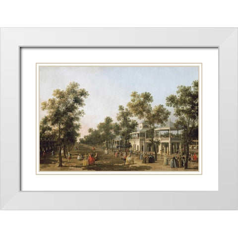 View of The Grand Walk, Vauxhall Gardens White Modern Wood Framed Art Print with Double Matting by Canal, Giovanni Antonio