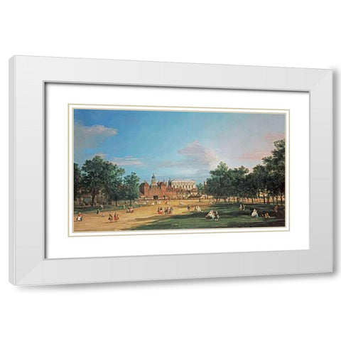 London: The Old Horse Guards and The Banqueting Hall White Modern Wood Framed Art Print with Double Matting by Canal, Giovanni Antonio
