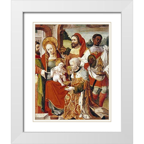 The Adoration of The Magi White Modern Wood Framed Art Print with Double Matting by Castillian School