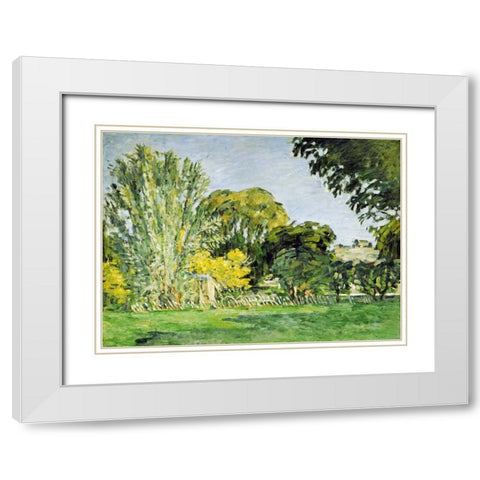 Trees at Jas de Bouffan White Modern Wood Framed Art Print with Double Matting by Cezanne, Paul