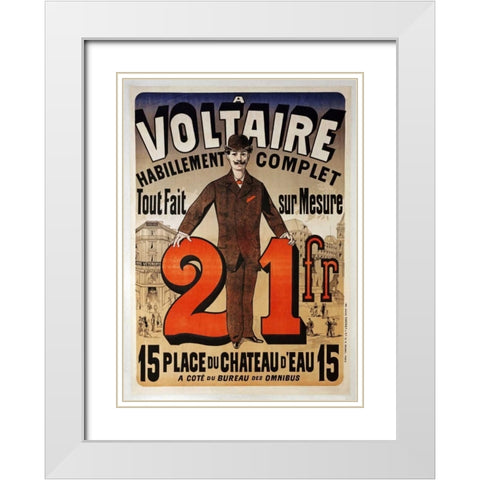 A Voltaire White Modern Wood Framed Art Print with Double Matting by Cheret, Jules