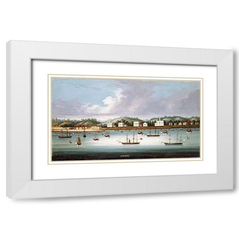 A View of Singapore From The Roads White Modern Wood Framed Art Print with Double Matting by Chinese School
