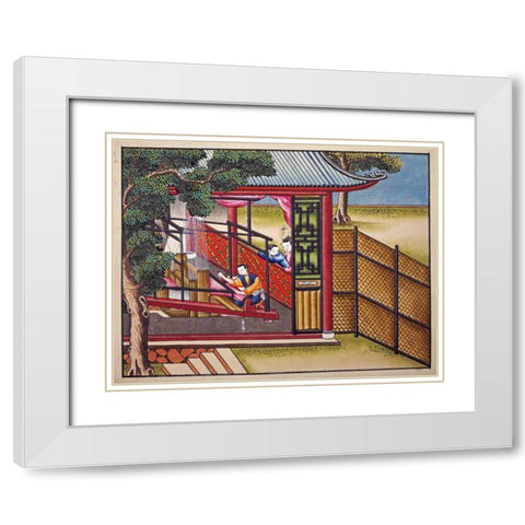 Weaving Silk On a Loom White Modern Wood Framed Art Print with Double Matting by Chinese School