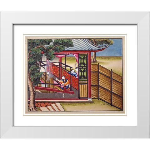 Weaving Silk On a Loom White Modern Wood Framed Art Print with Double Matting by Chinese School