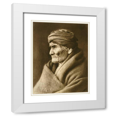 Geronimo, Apache White Modern Wood Framed Art Print with Double Matting by Curtis, Edward S.